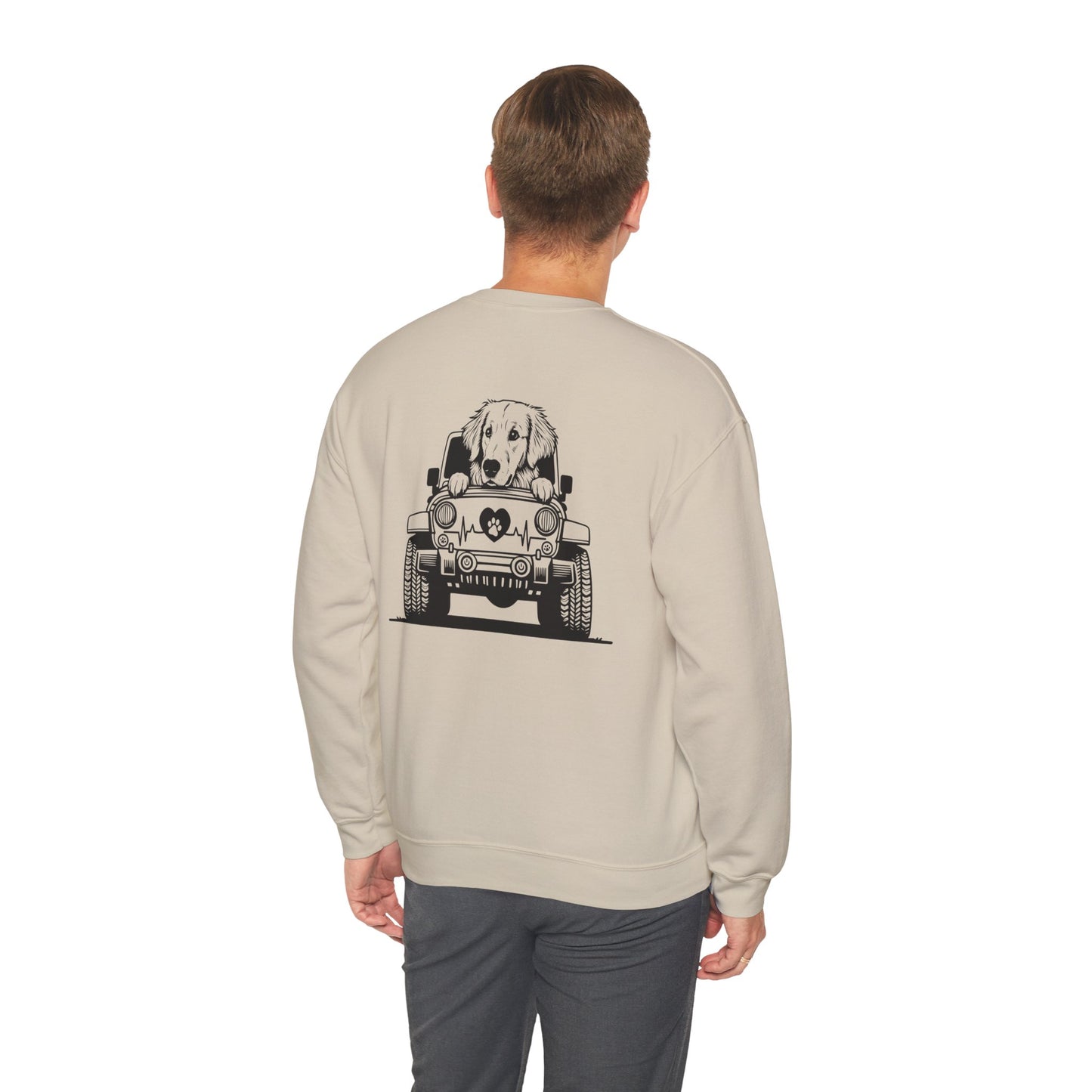 Golden Retriever Jeep Sweatshirt - Dog Lover's Heavy Blend