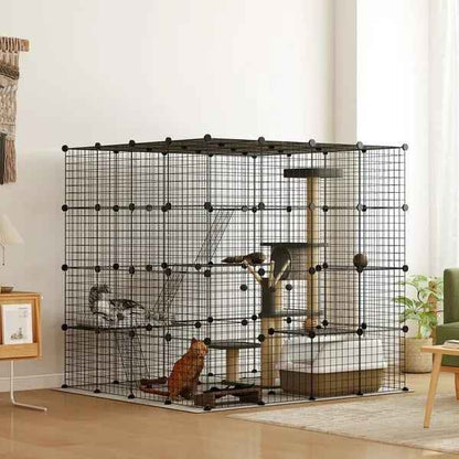 55-Inch Cat Enclosure - 4-Level Indoor Cage for 1-3 Cats - Purrfect Pet Haven