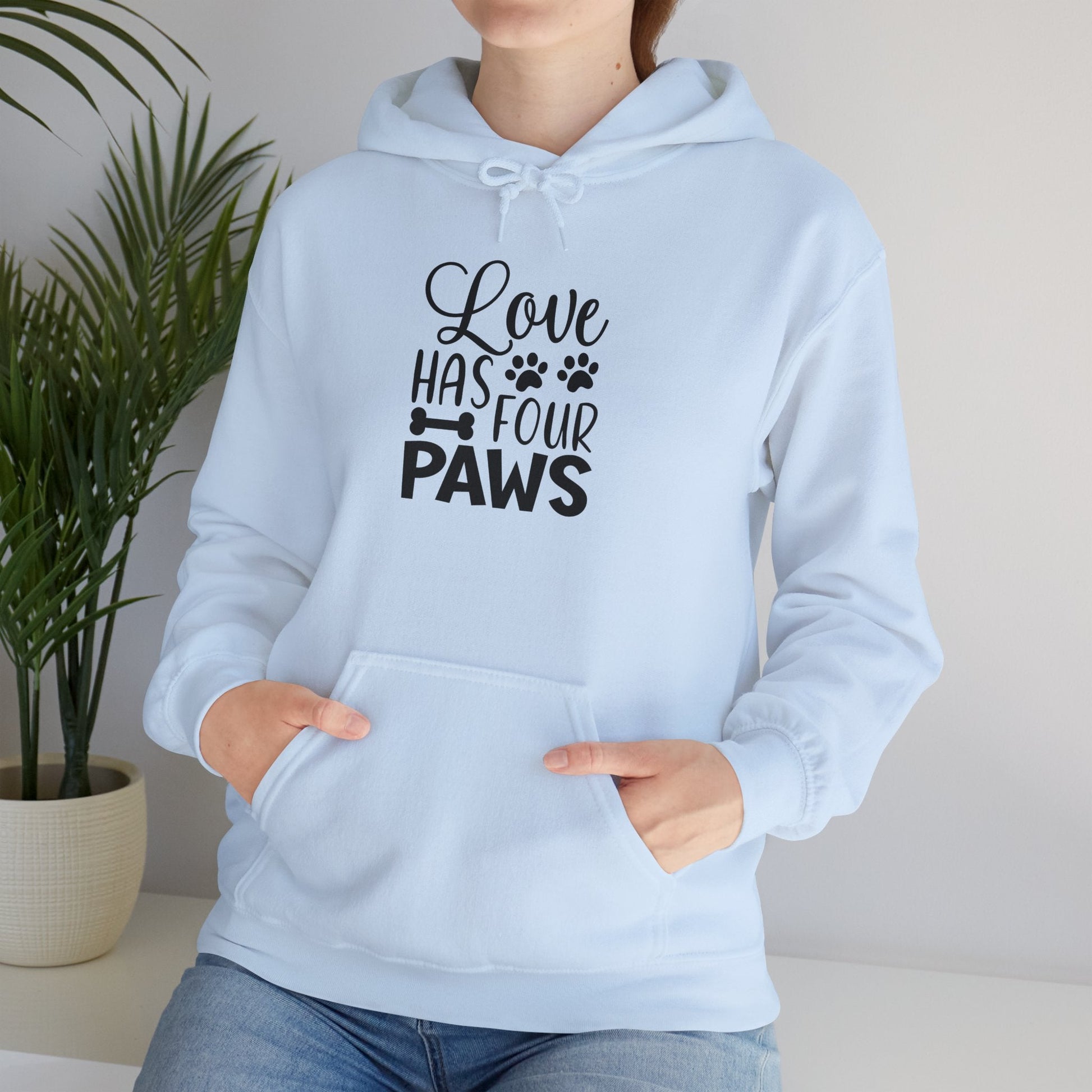 Love Has Four Paws Hoodie – Cozy Unisex Sweatshirt for Pet Lovers | Purrfect Pet Haven