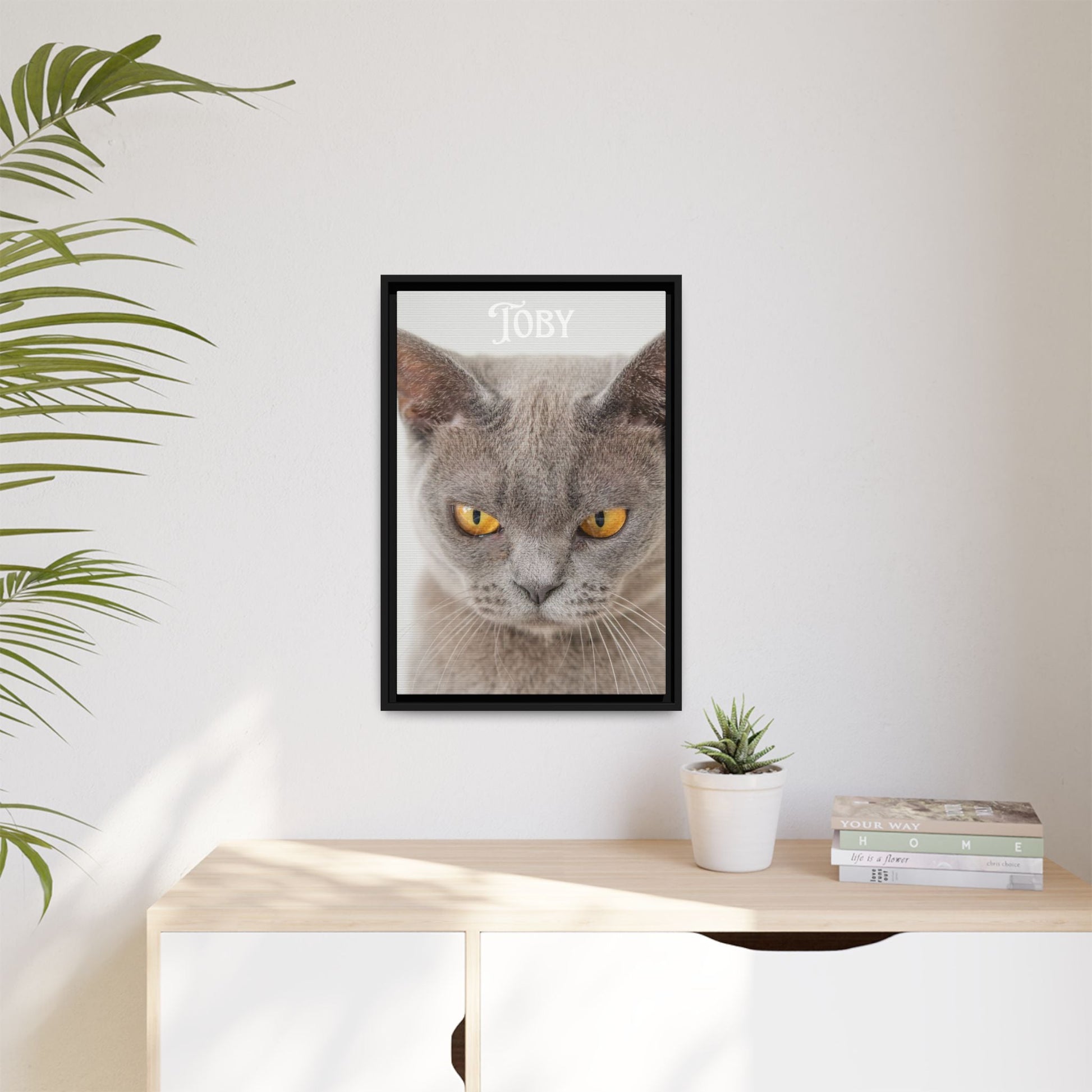 Personalized Photo Wall Art - Framed Matte Canvas Print for Pet Lovers - Customizable Name Print | Purrfect Pet Haven