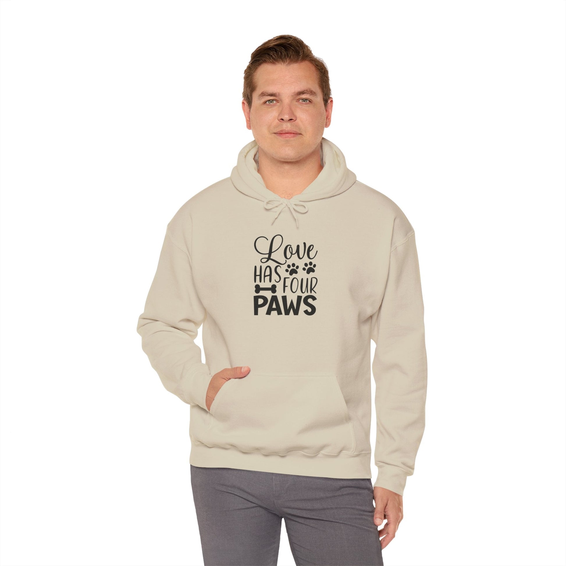 Love Has Four Paws Hoodie – Cozy Unisex Sweatshirt for Pet Lovers | Purrfect Pet Haven