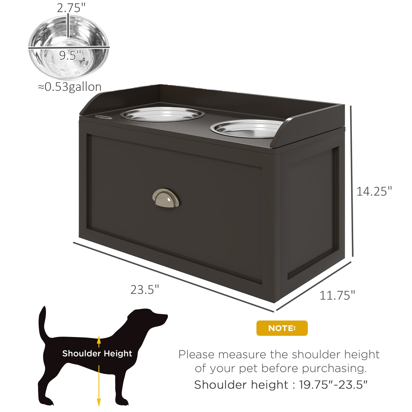 Elevated Dog Bowls - Pet Feeding Station with Storage