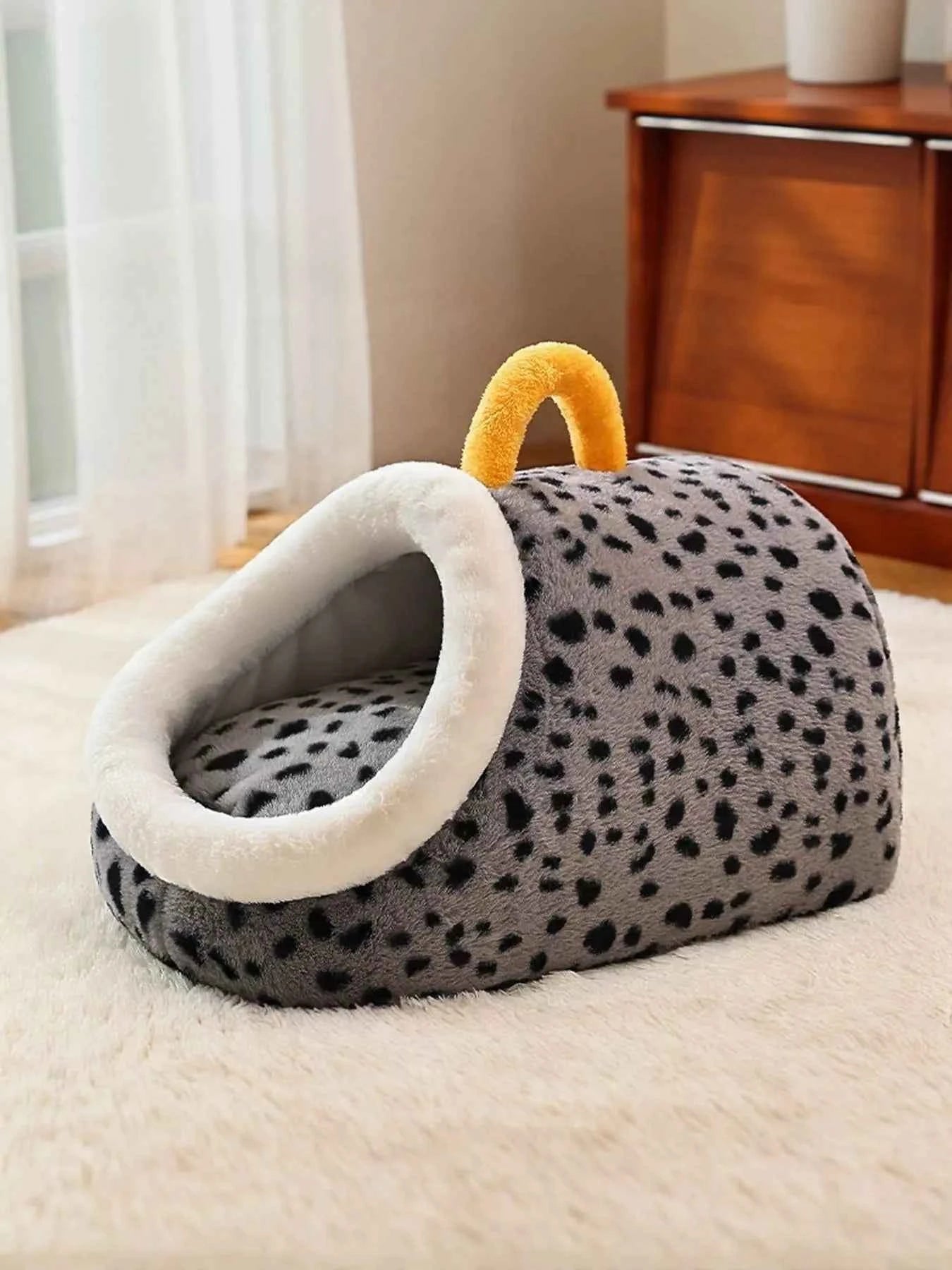 Cozy Polka Dot Pet Nest with Handle