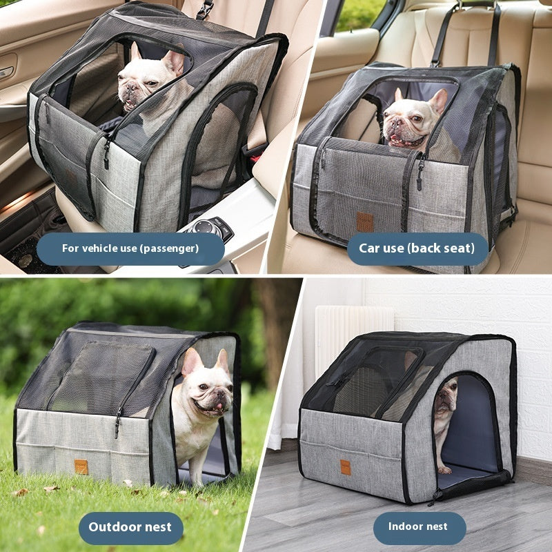 Portable Foldable Car Pet Cage - Waterproof Dog Travel Seat