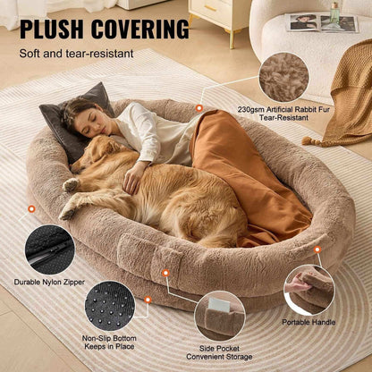 Giant Human Dog Bed - 72" Washable for Adults & Large Dogs