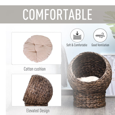 Cat Egg Chair Bed - Wicker Rotating Basket Elevated Stand