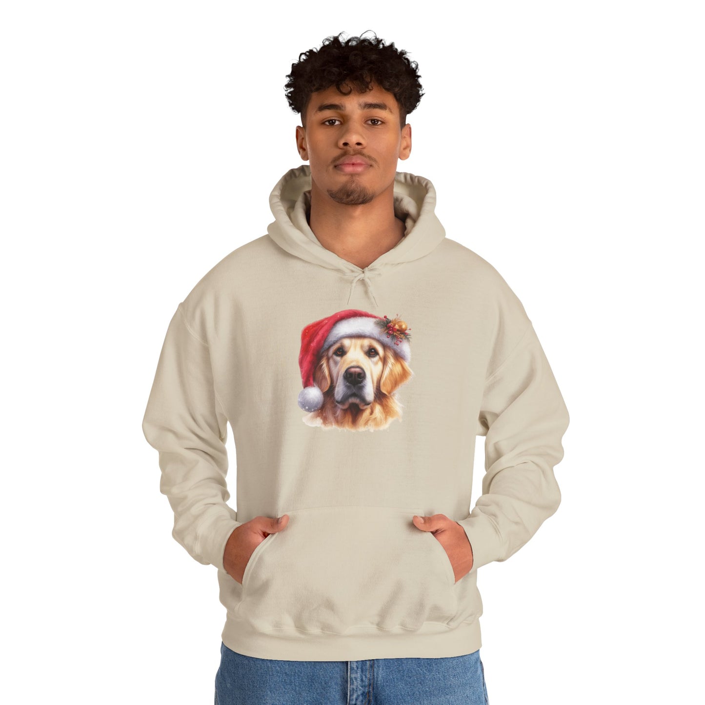 Christmas Golden Retriever Hoodie – Cute Dog in Santa Hat Holiday Sweatshirt