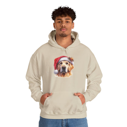 Christmas Golden Retriever Hoodie – Cute Dog in Santa Hat Holiday Sweatshirt