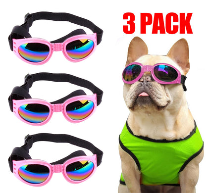 Pet Sunglasses UV Protection - 3 Pack Adjustable Dog Cat