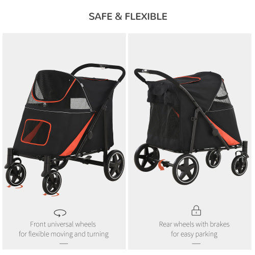 Large Dog Stroller - Foldable with 1-Click by PawHut