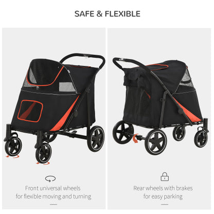Large Dog Stroller - Foldable with 1-Click by PawHut