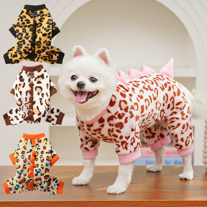 Dino Roar Fleece - Leopard Print Dog Hoodie