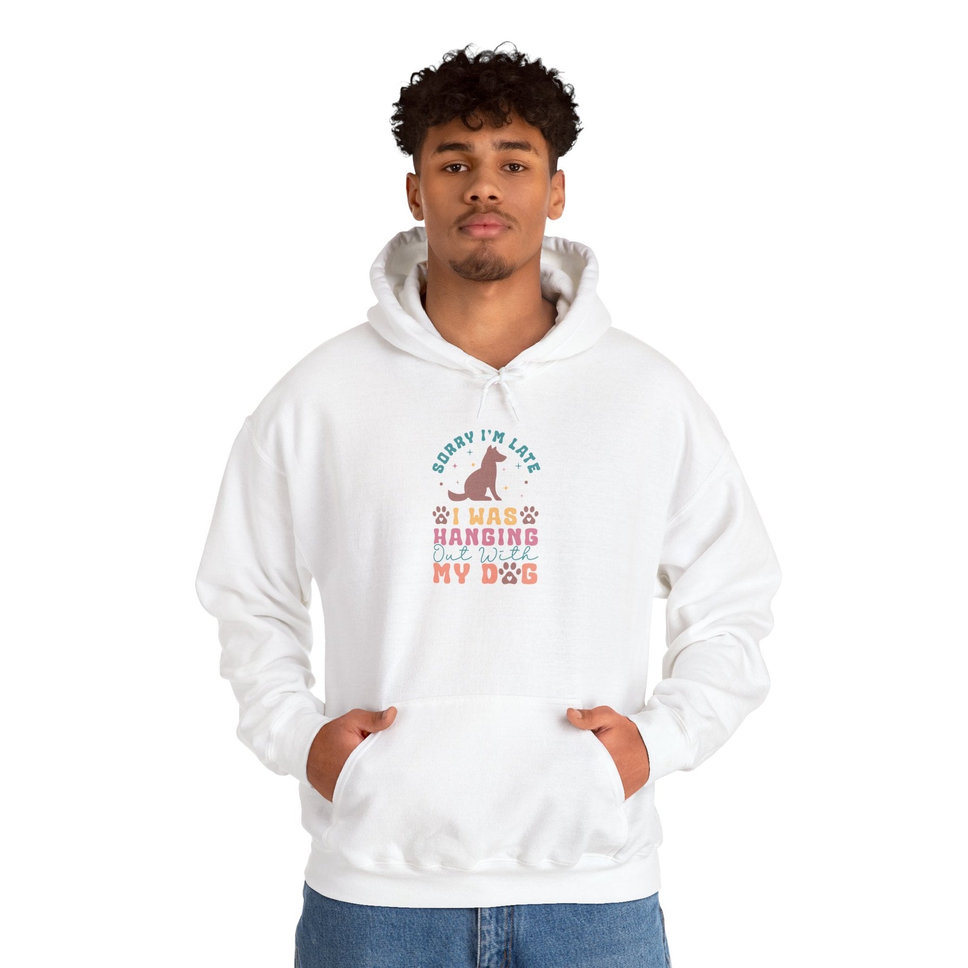 Funny Dog Lover Sweatshirt - "Sorry I'm Late, I Was Hanging Out With My Dog" - Unisex Heavy Blend™ Hoodie | Purrfect Pet Haven