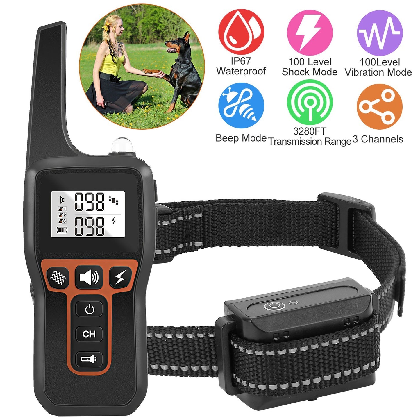 Dog Training Collar - 3280ft Range IP67 Waterproof 3 Modes - Purrfect Pet Haven