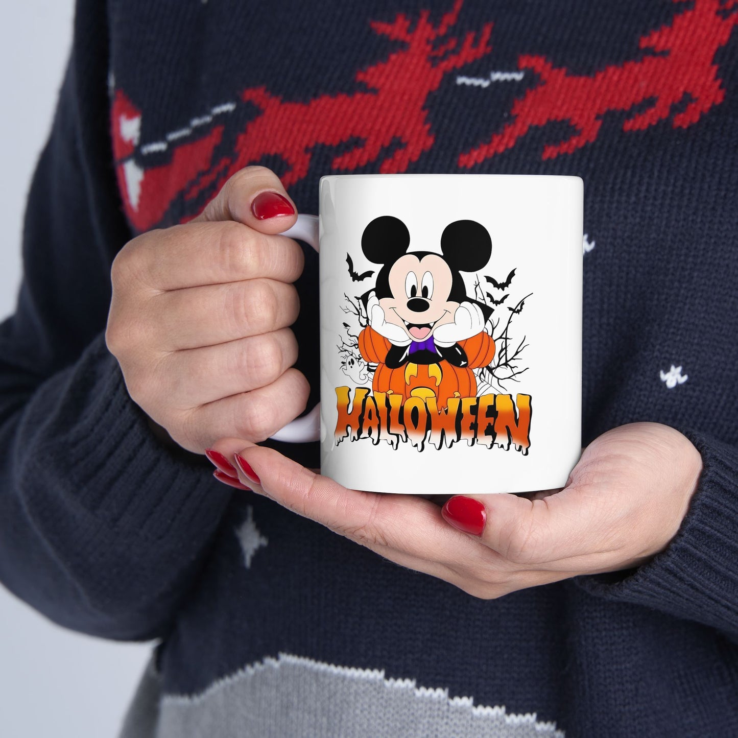 Halloween Ceramic Mug, Spooky Coffee Cup, Trick or Treat Drinkware