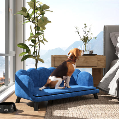 Dog Sofa Pearl Design - Velvet Cushion Birch Wood Legs