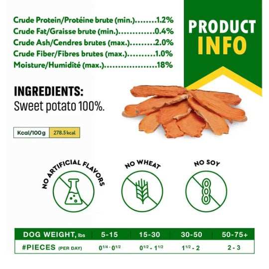 Sweet Potato Dog Treats - Natural Chips 10.6 Oz Healthy Snacks