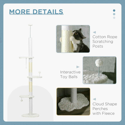  8.4' Floor to Ceiling Cat Tree, Adjustable Height, White