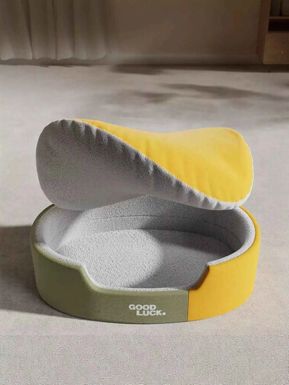 Thickened Oval Two-Tone Plush Pet Nest