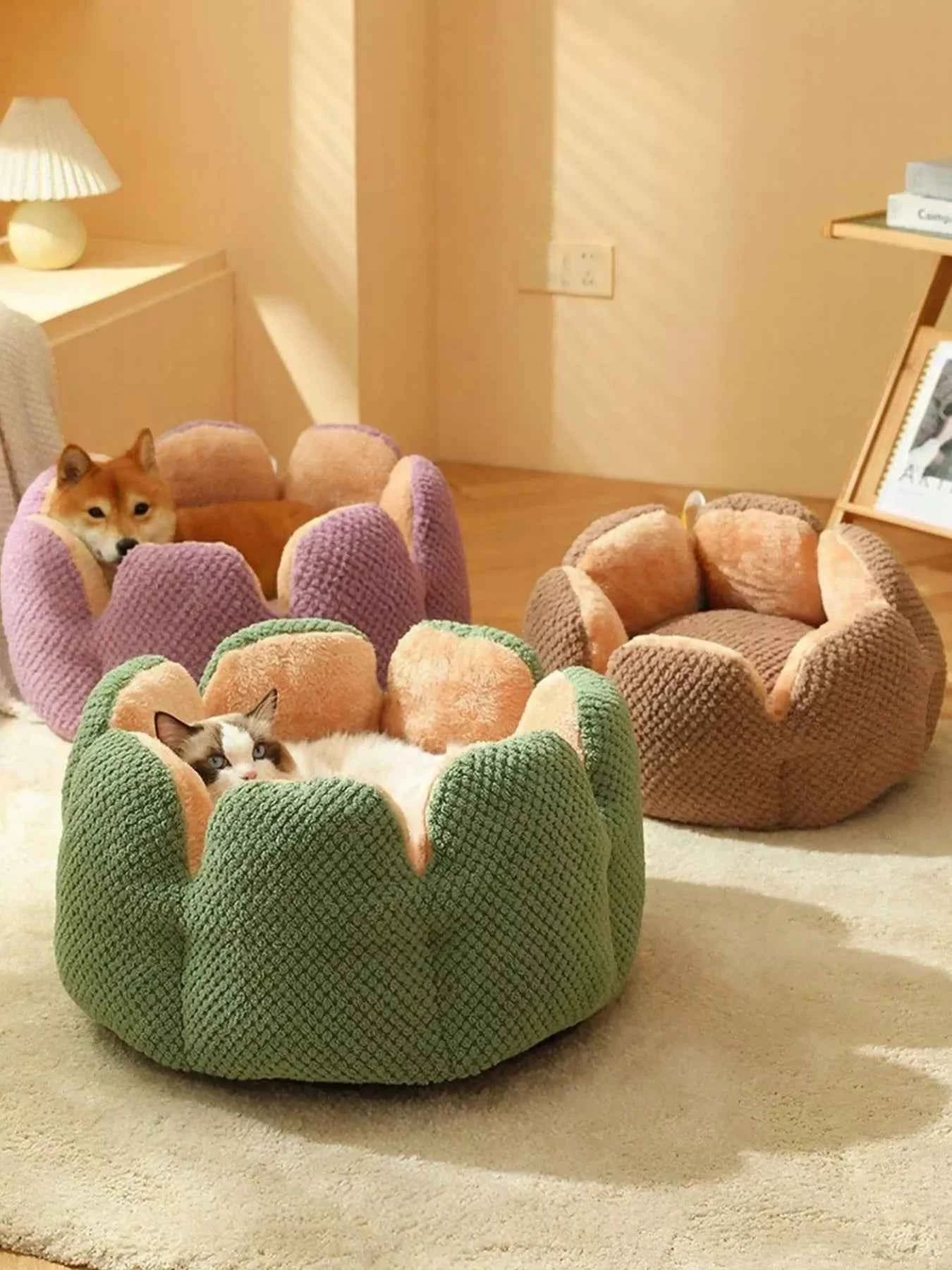 Flower Petal Plush Cozy Pet Nests