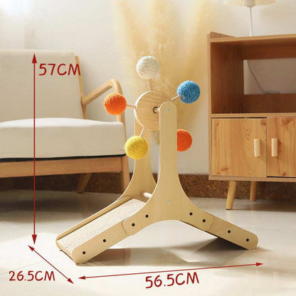 Interactive Wooden Cat Scratch Toy with Rotating Balls - Purrfect Pet Haven