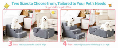 Dog Steps for High Beds - 4-Step Foam Pet Stairs - Purrfect Pet Haven