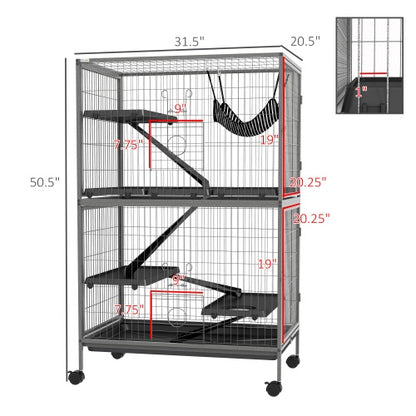 5-Tier Ferret Cage - 50" Tall with Rolling Wheels