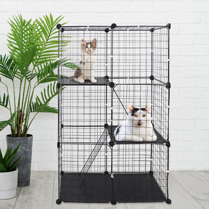 Cat Cage 3 Tier Indoor - Metal Playpen with Doors and Ladders