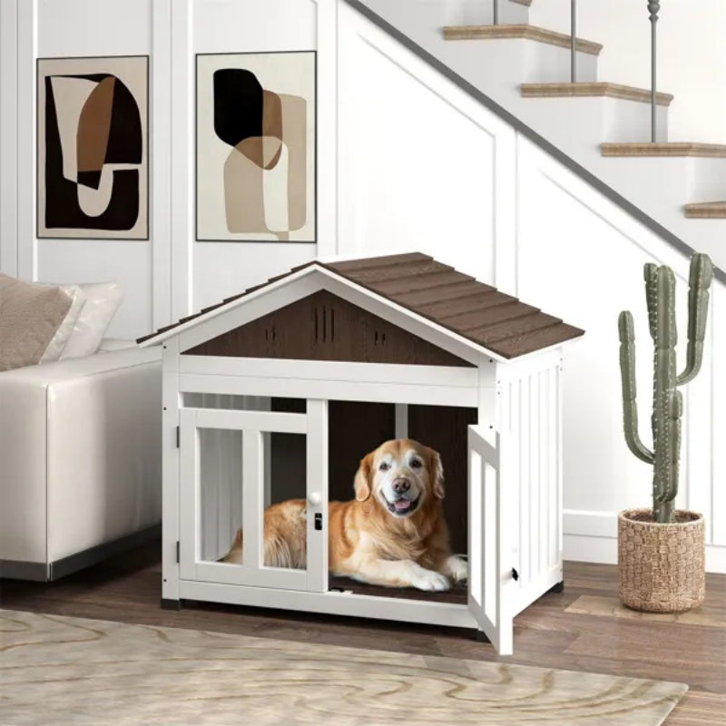 Elegant Haven Crate - Wooden Dog Furniture Kennel