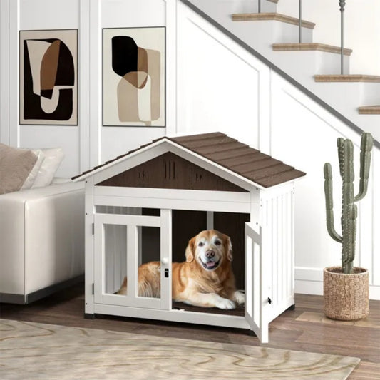 Elegant Haven Crate - Wooden Dog Furniture Kennel - Purrfect Pet Haven