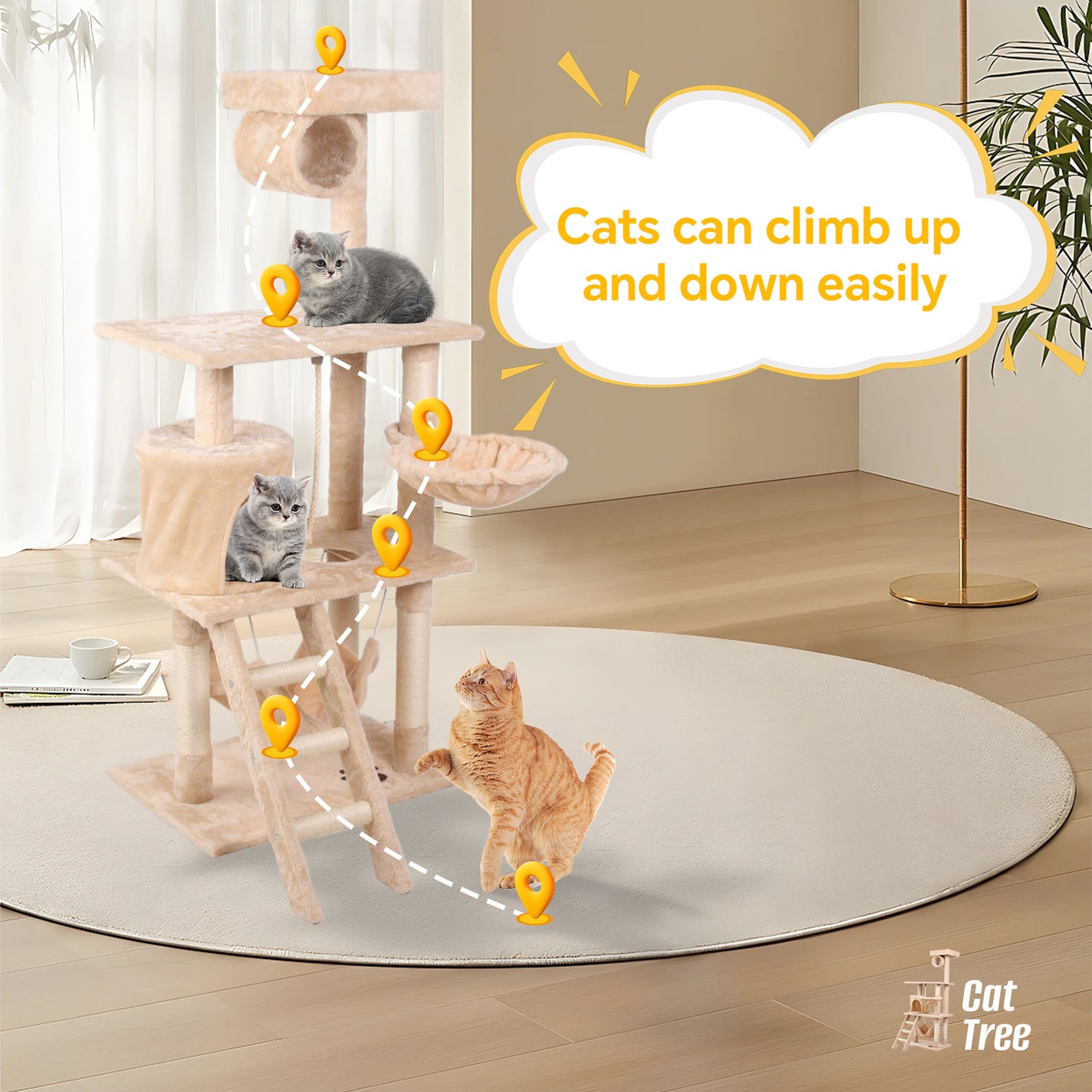 Multi-Level Cat Climbing Frame - Interactive Cat Tree Tower