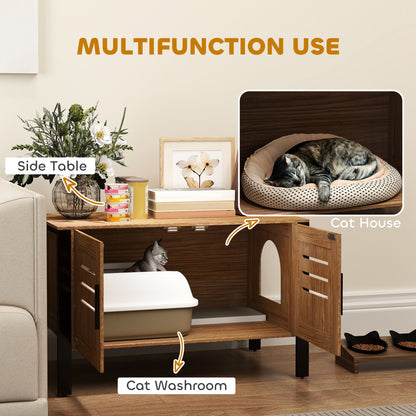 Cat Litter Box Enclosure with Scratching Board - Hidden Cabinet