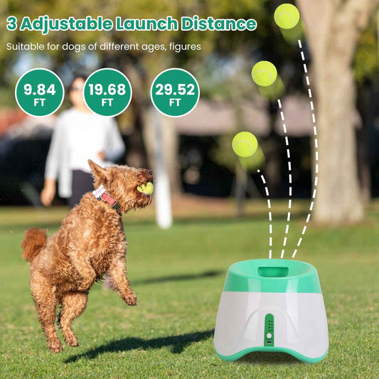 Automatic Dog Ball Launcher - 6 Tennis Balls Adjustable Distance