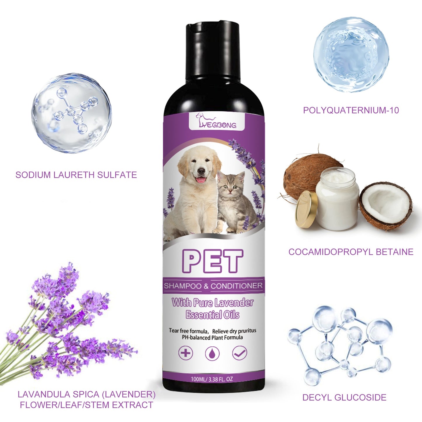 Pet Shampoo & Conditioner with Pure Lavender Essential Oils