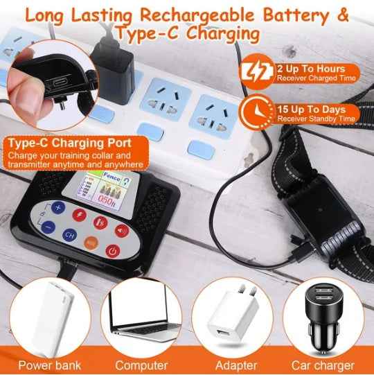 Dog Wireless Fence + Training Collar - 990ft Range Waterproof - Purrfect Pet Haven