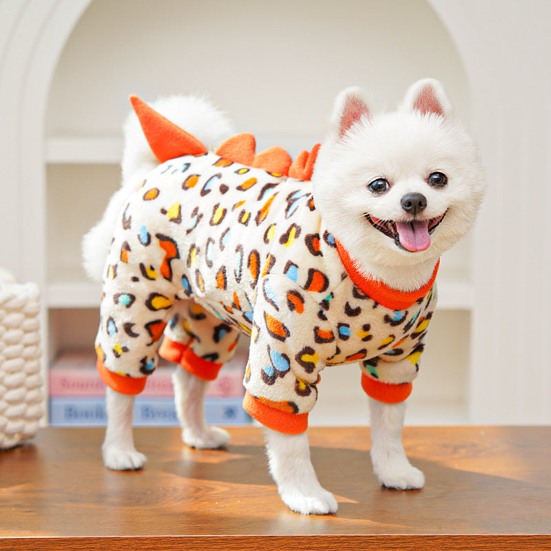 Dino Roar Fleece - Leopard Print Dog Hoodie