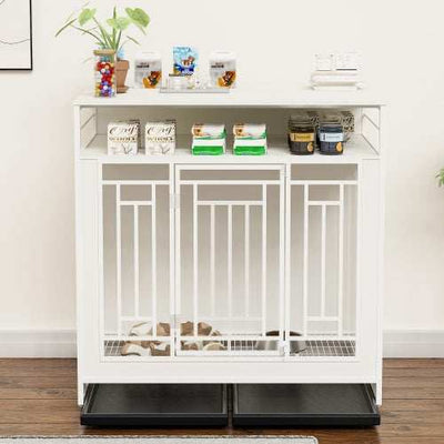 Large 43.3 Inch Wooden Dog Kennel Furniture with Divider