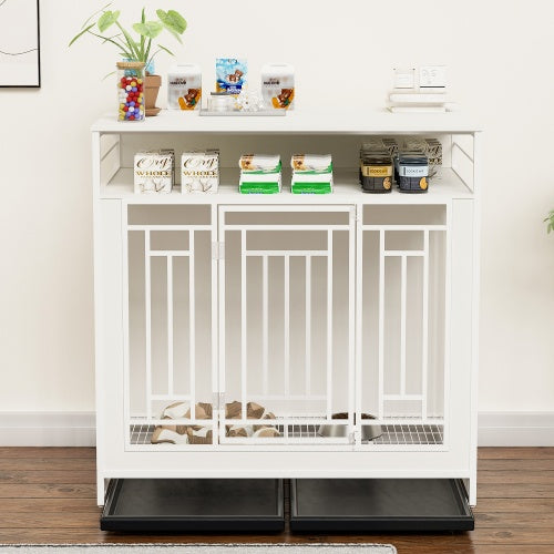 Large 43.3 Inch Wooden Dog Kennel Furniture with Divider