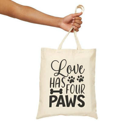 Funny Dog Mom Cotton Canvas Tote Bag - Love Has Four Paws | Purrfect Pet Haven