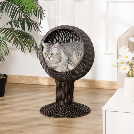 Cat Egg Chair Pod - Mat Grass Woven Rotating Basket Bed