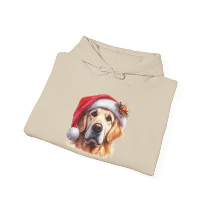 Christmas Golden Retriever Hoodie – Cute Dog in Santa Hat Holiday Sweatshirt