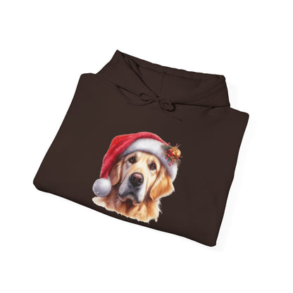 Christmas Golden Retriever Hoodie – Cute Dog in Santa Hat Holiday Sweatshirt