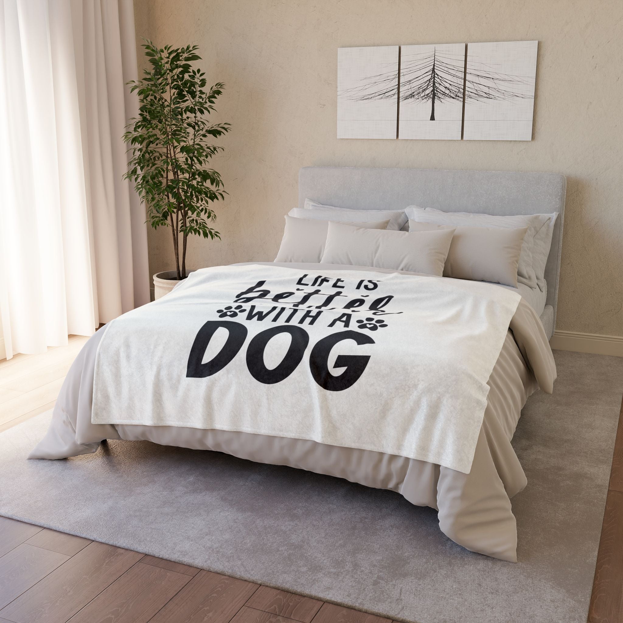 Dog Lover's Soft Polyester Blanket - 'Life is Better with a Dog'