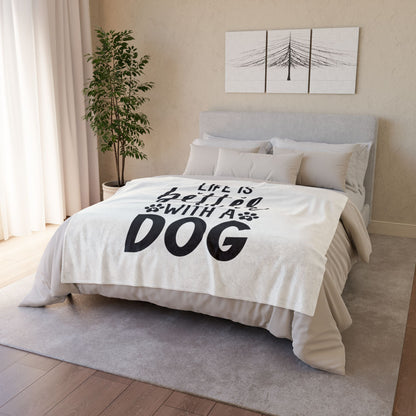 Dog Lover's Soft Polyester Blanket - 'Life is Better with a Dog'
