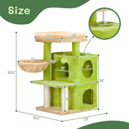 3-inch Yellow-green Speaker-shaped Double-layer Cat House  Hammock Cat Bed