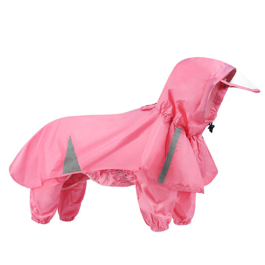 Pink raincoat with gray zippers on a white background