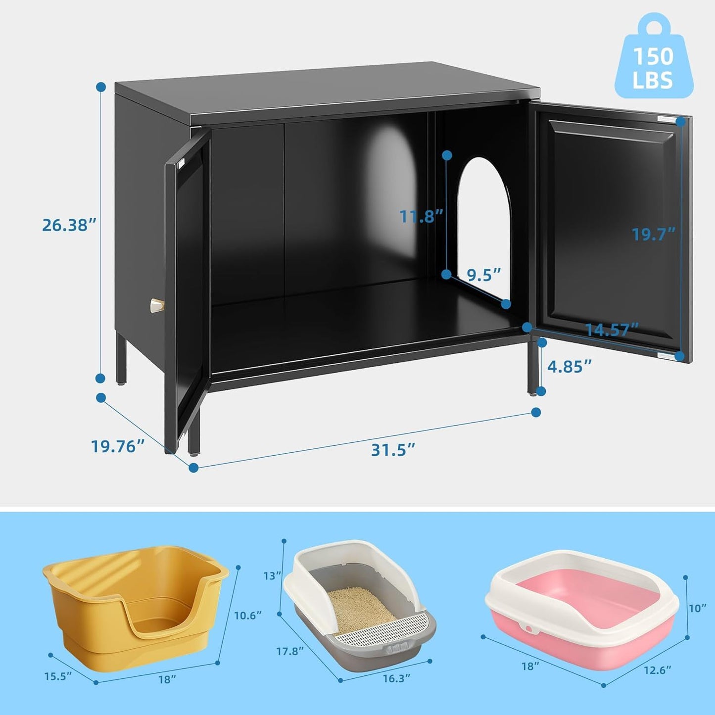 Hidden Barn Cabinet - Metal Cat Litter Box Enclosure - Purrfect Pet Haven