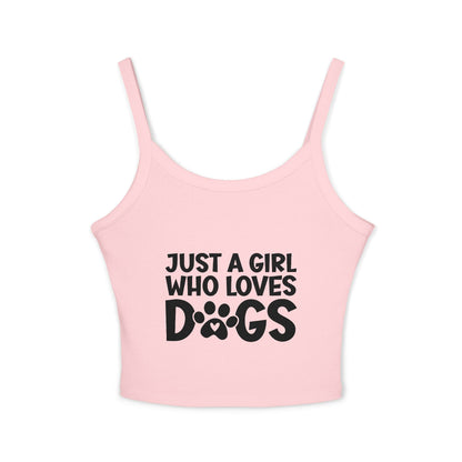 Just a Girl Who Loves Dogs Spaghetti Strap Tank Top - Cute Pet Lover Apparel | Purrfect Pet Haven