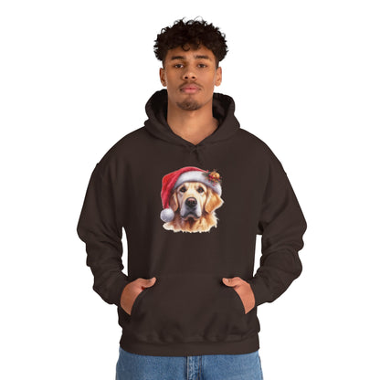 Christmas Golden Retriever Hoodie – Cute Dog in Santa Hat Holiday Sweatshirt