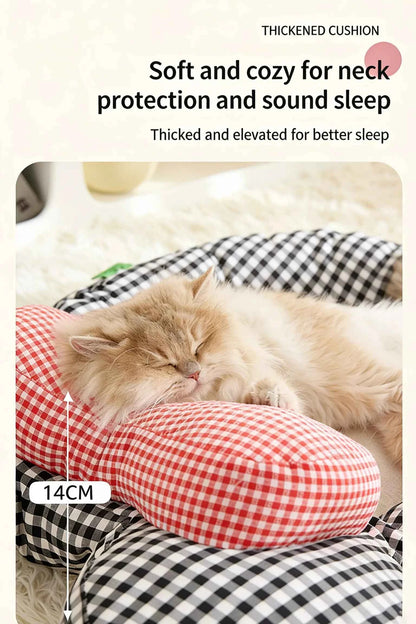 Cartoon Plaid Design Pet Mat with Bow